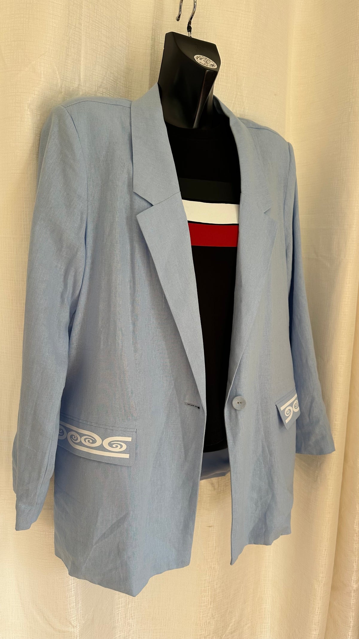 Linen Blazer n Baby Blue x Size 16 x