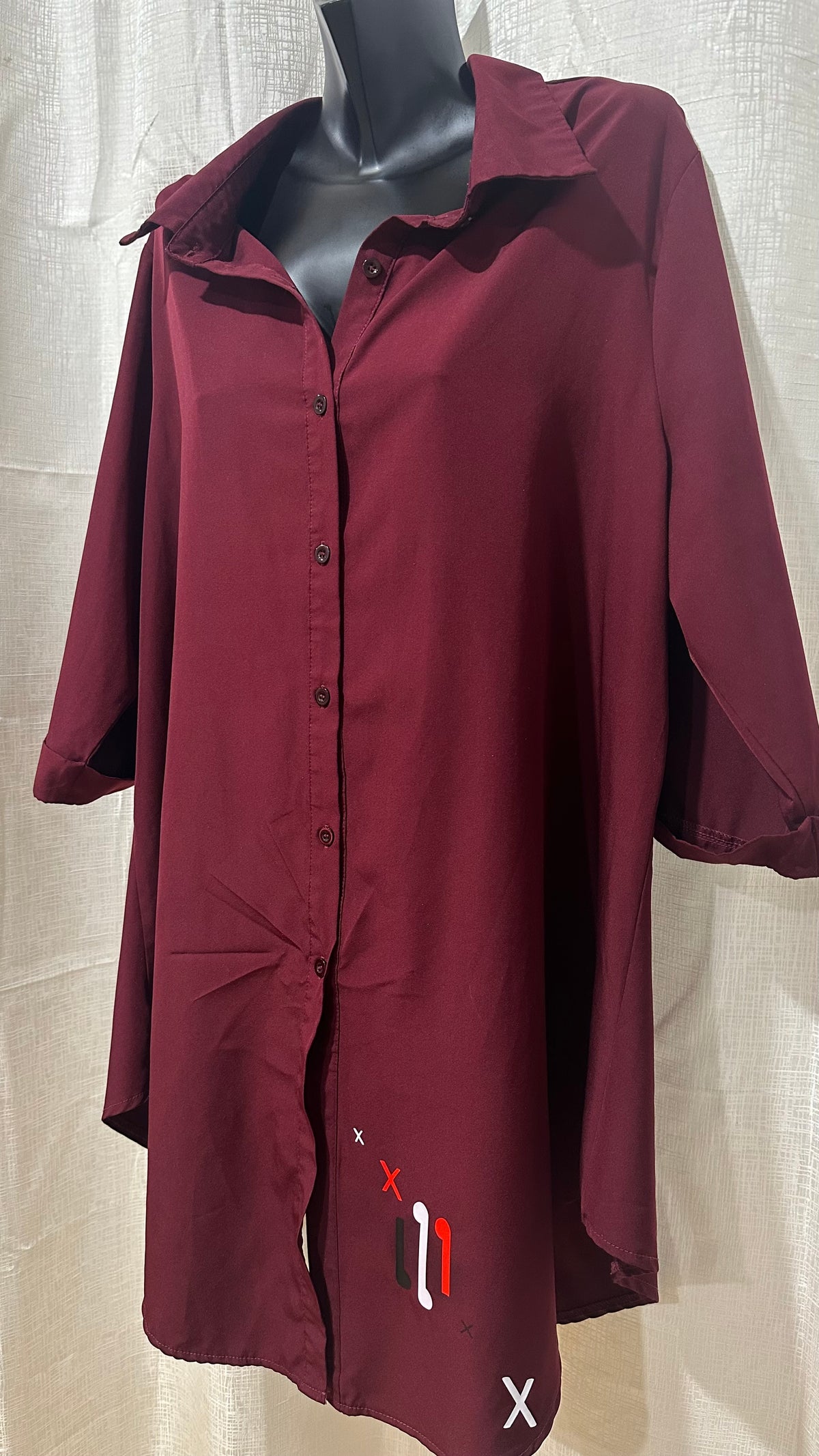 Midi Dress Shirt n Burgundy x Size 18 x
