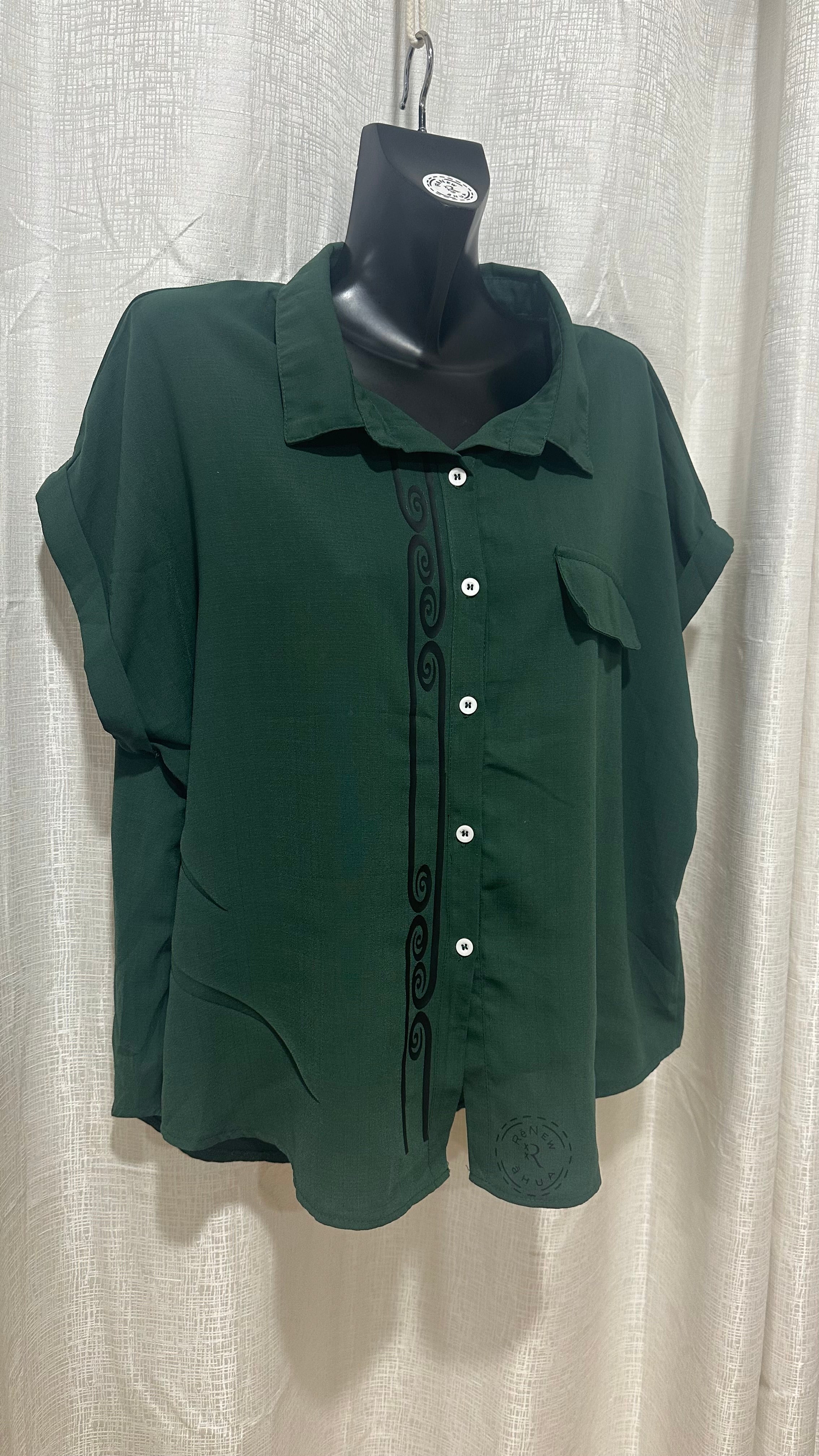 Wahine Shirt n Poumanu Green x Size 16 x