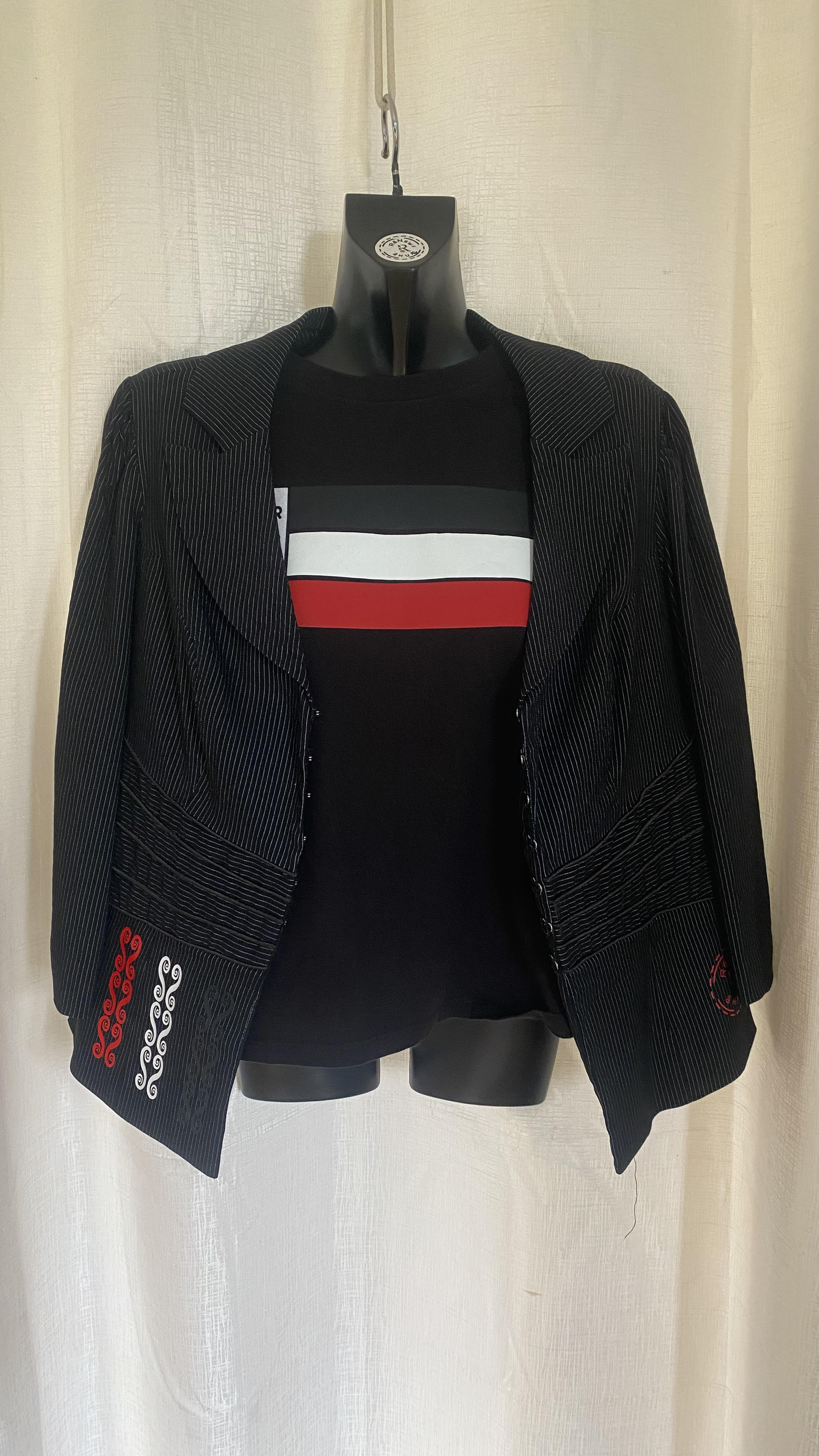 Statement Blazer n Black n White Strip x Size 16 x
