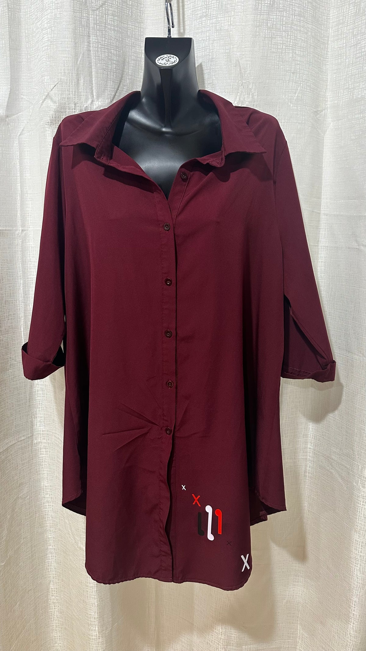 Midi Dress Shirt n Burgundy x Size 18 x