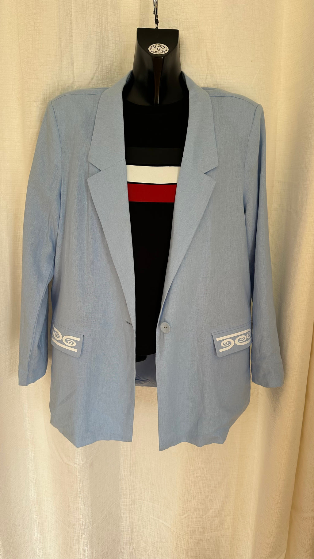 Linen Blazer n Baby Blue x Size 16 x