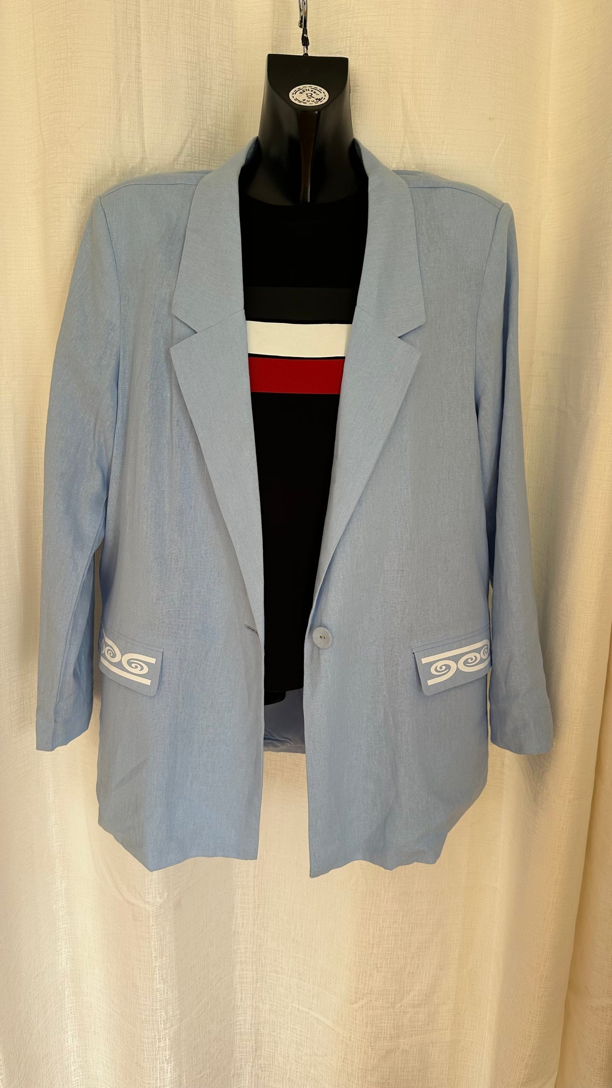 Linen Blazer n Baby Blue x Size 16 x