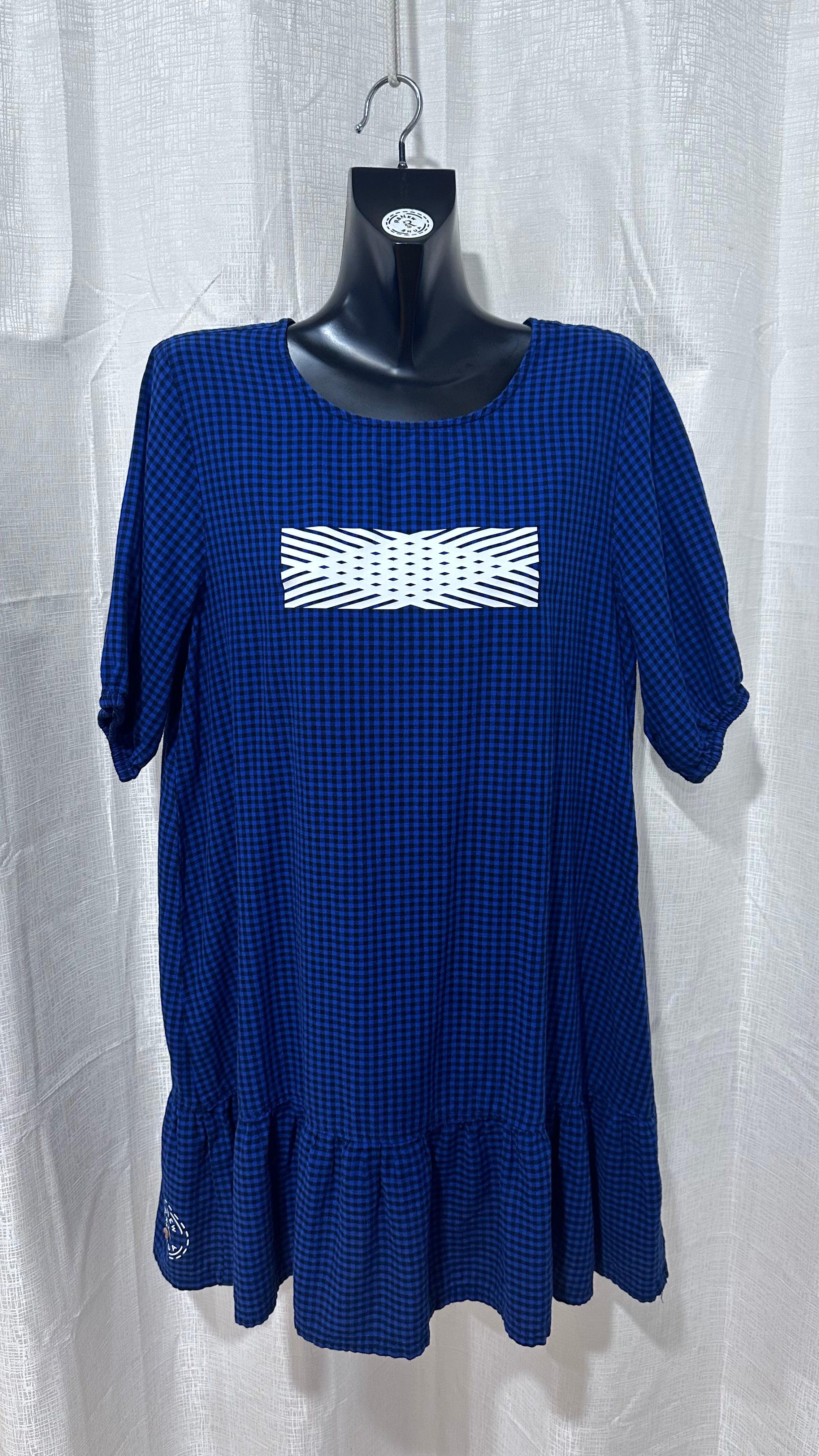 Short Dress n Gingham Blue x Size 12 x