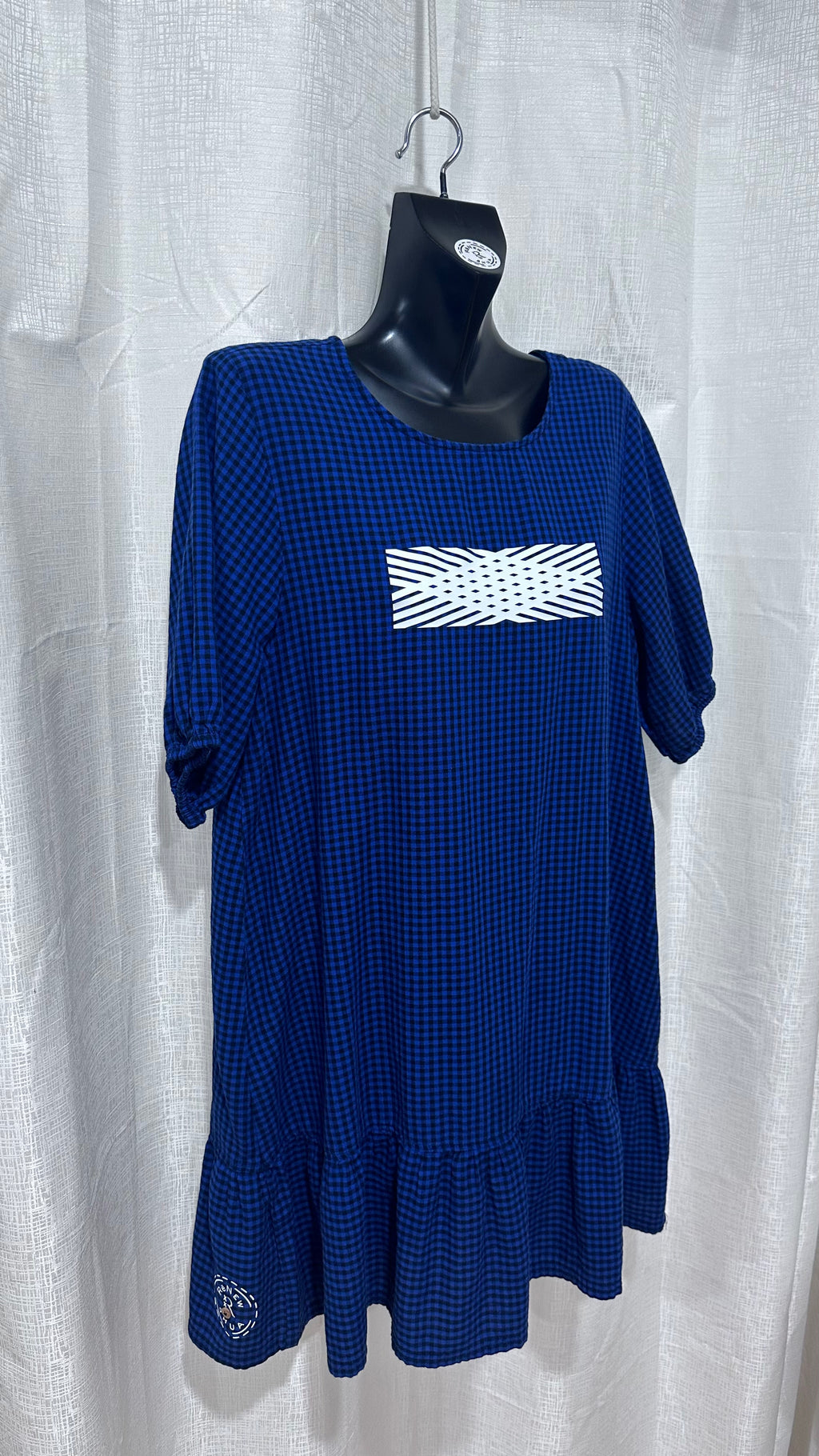 Short Dress n Gingham Blue x Size 12 x