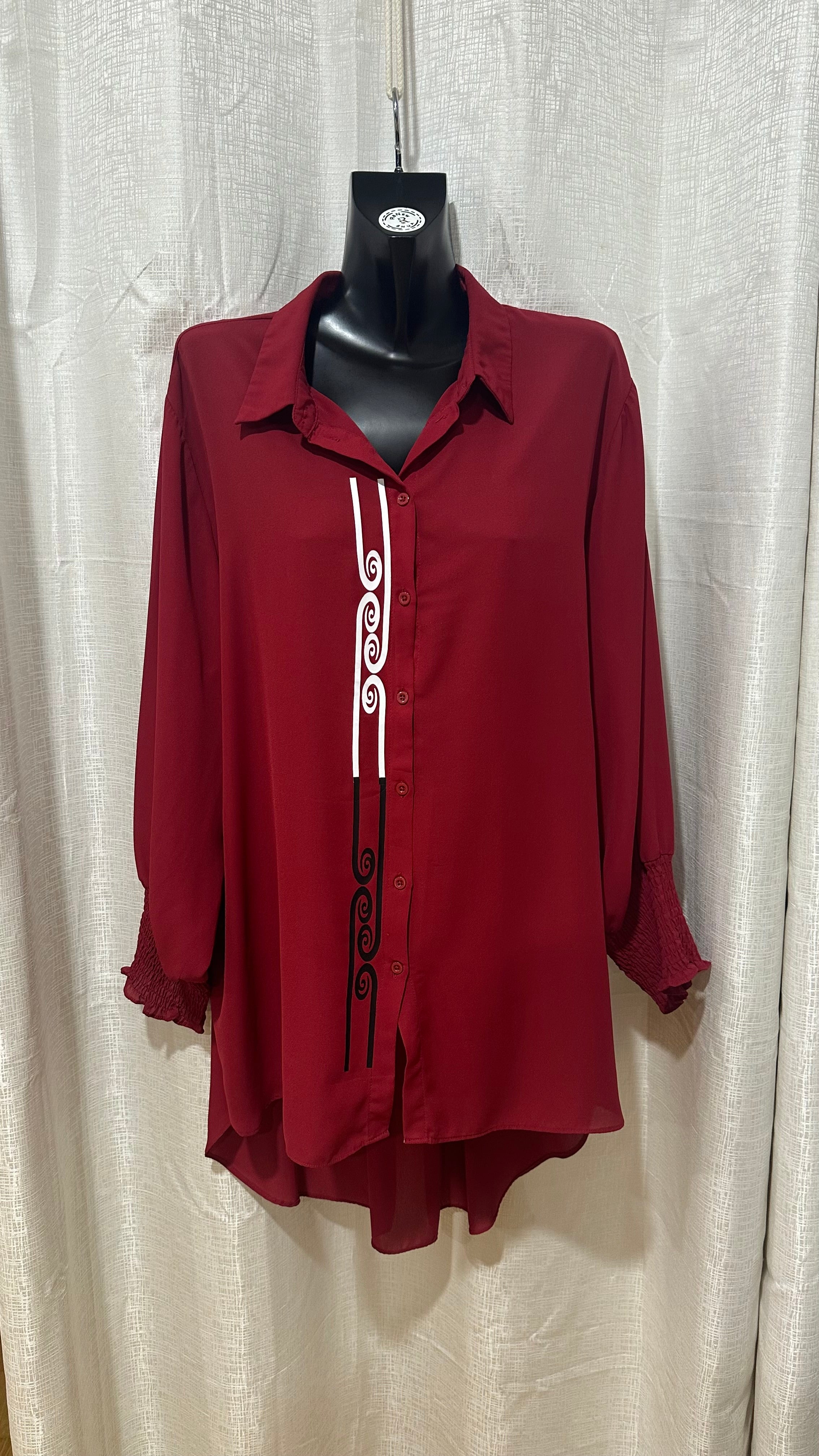 Wahine Shirt n Burgundy  x Size 16 x