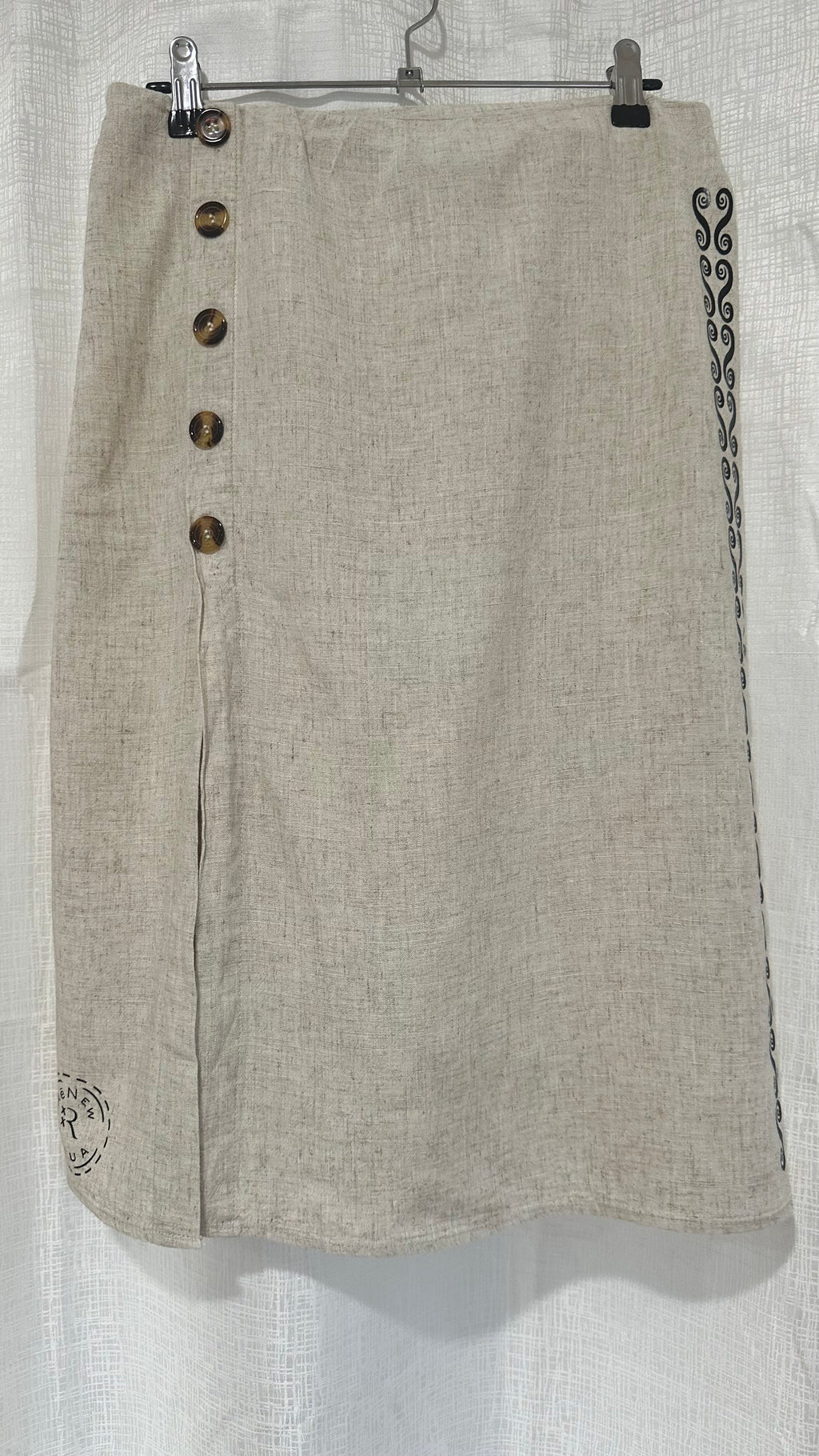 Linen Mid-length Skirt - x Size 10 x