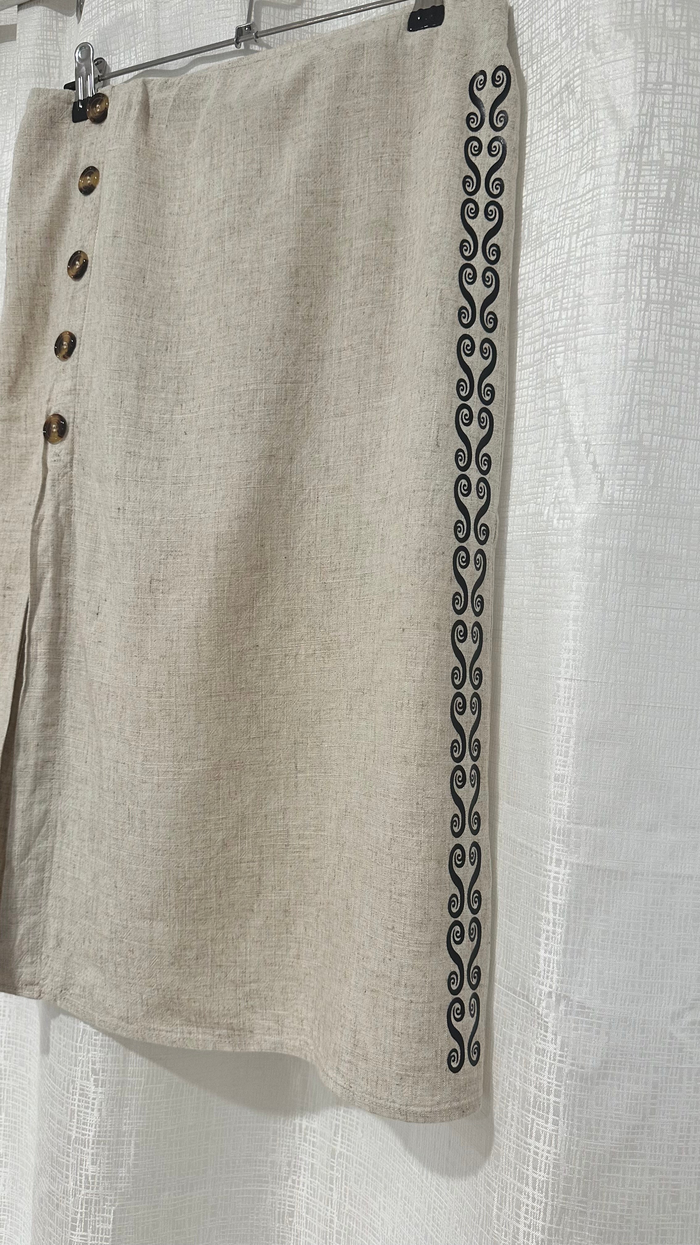 Linen Mid-length Skirt - x Size 10 x