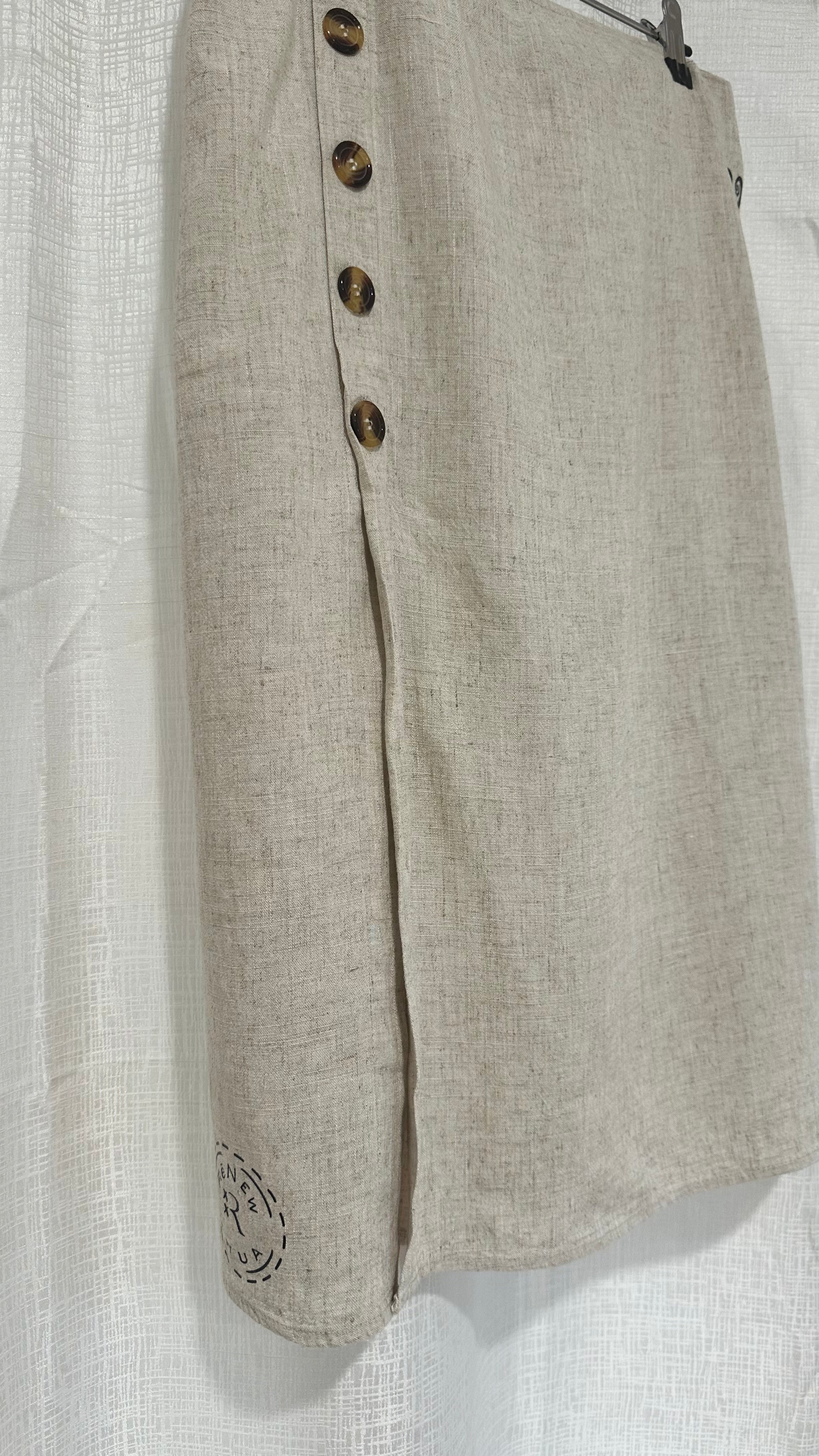 Linen Mid-length Skirt - x Size 10 x