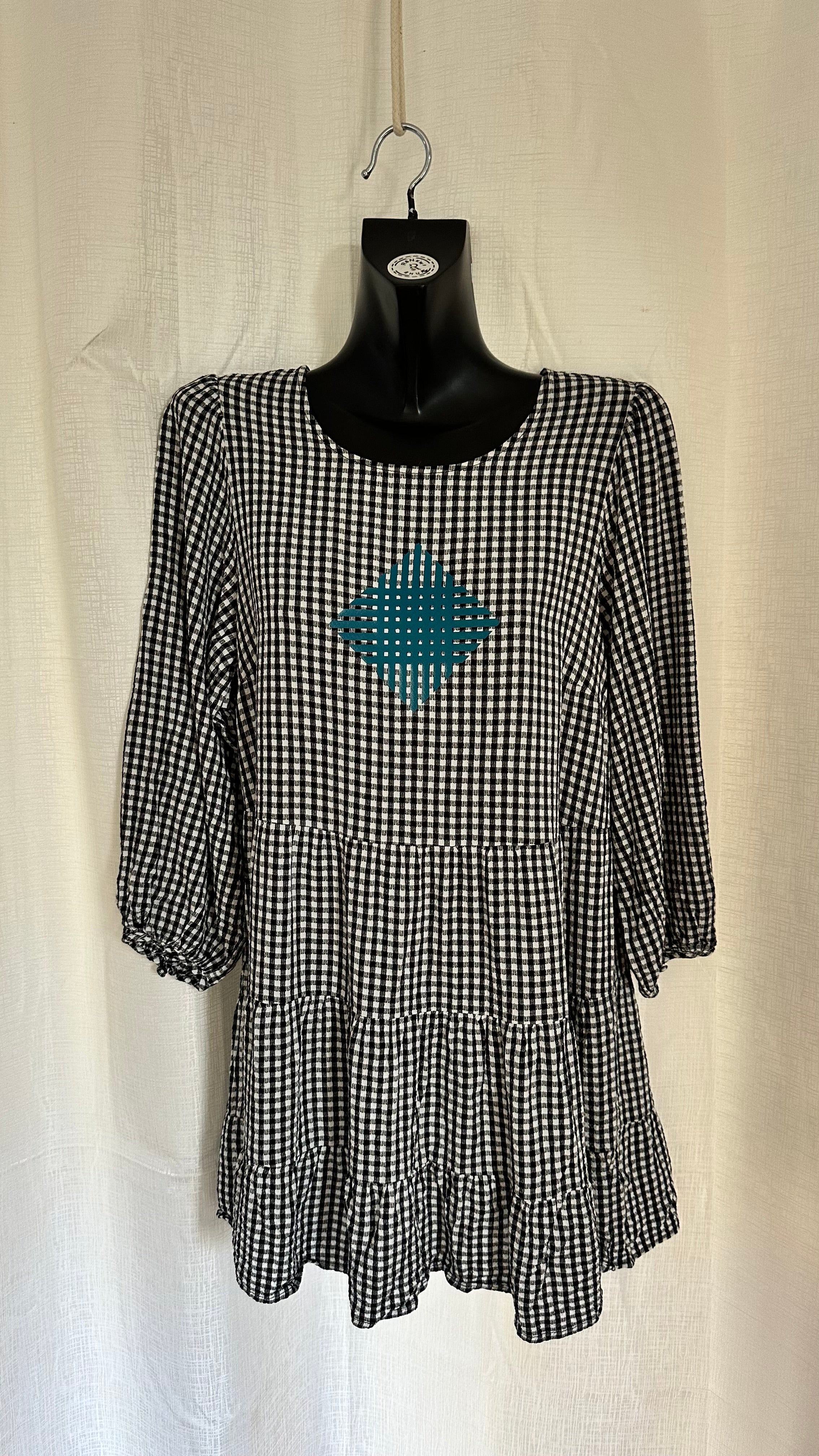 Gingham Tiered Short Dress x Size 12 x