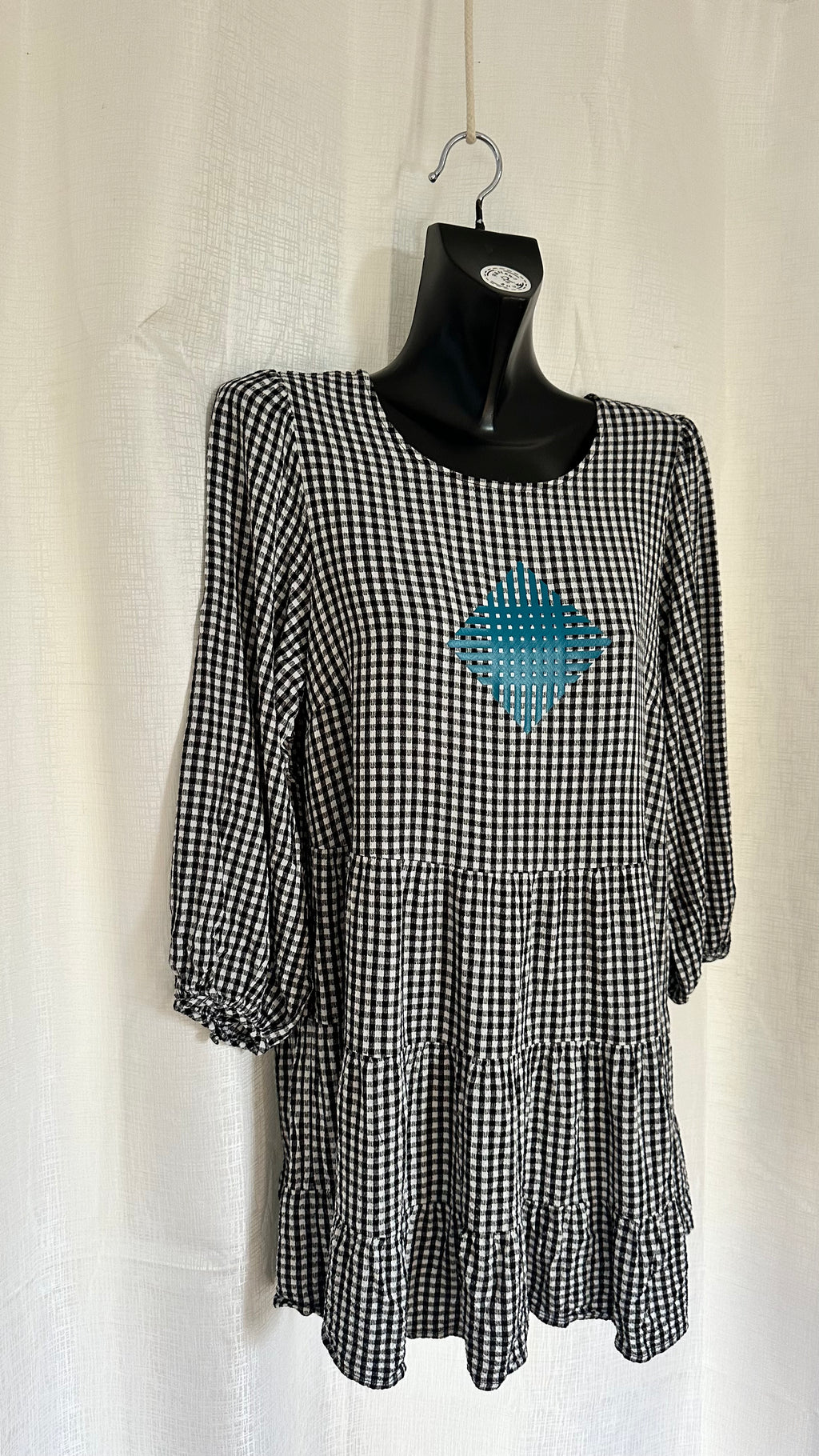 Gingham Tiered Short Dress x Size 12 x