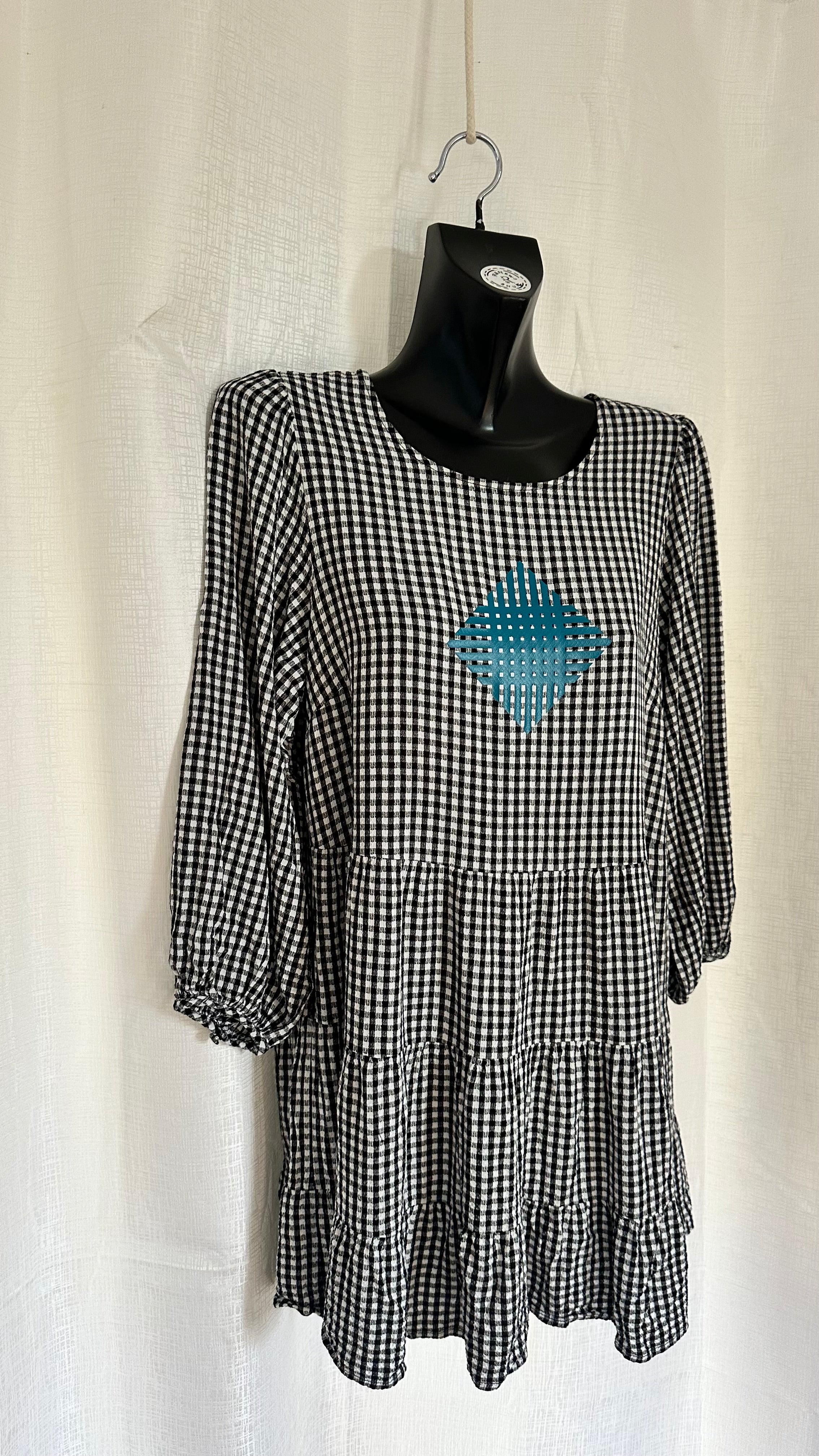 Gingham Tiered Short Dress x Size 12 x