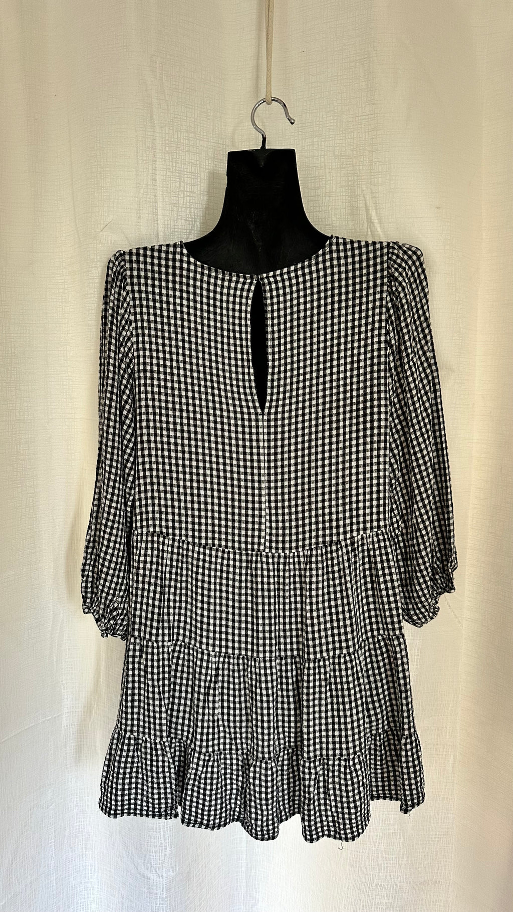 Gingham Tiered Short Dress x Size 12 x